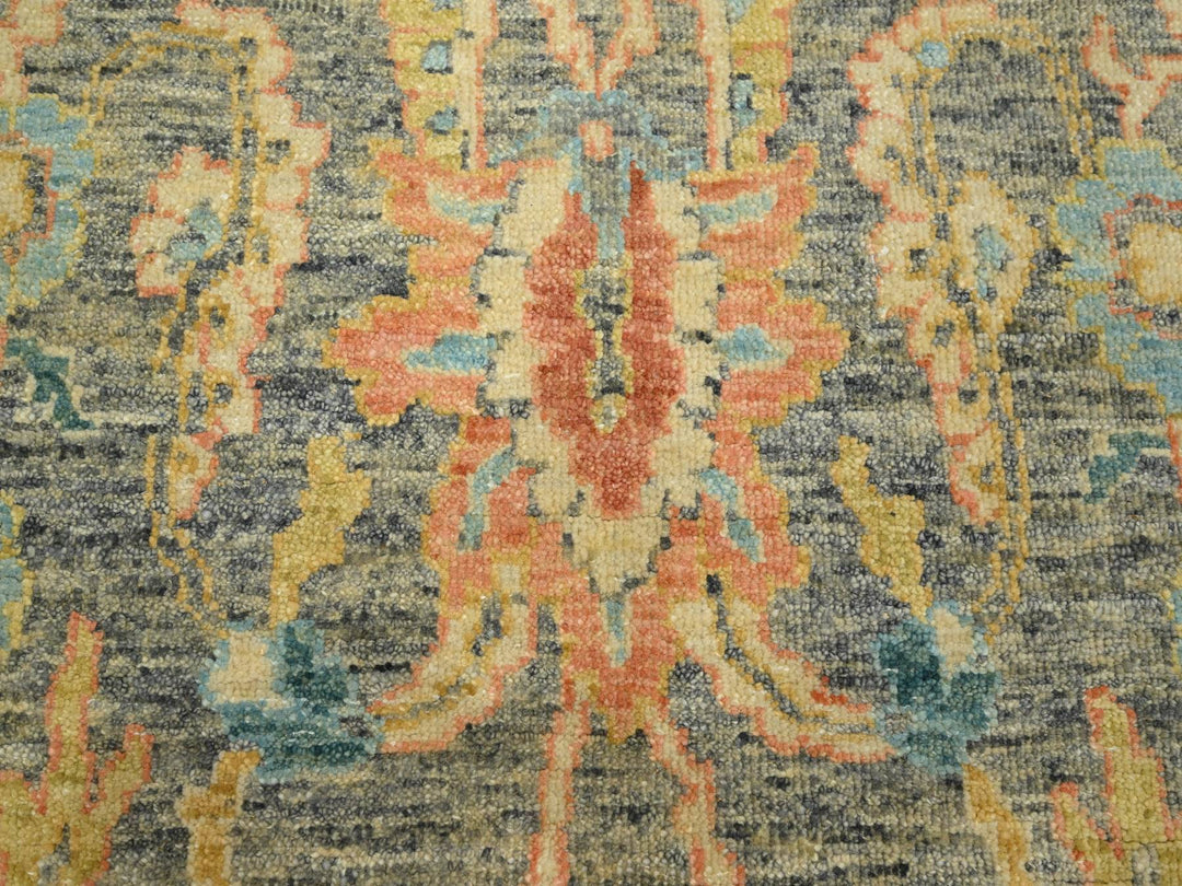 8'11" x 12'1" New Hand Knotted Grey Wool Rectangle Oriental Rug - MOA10275636