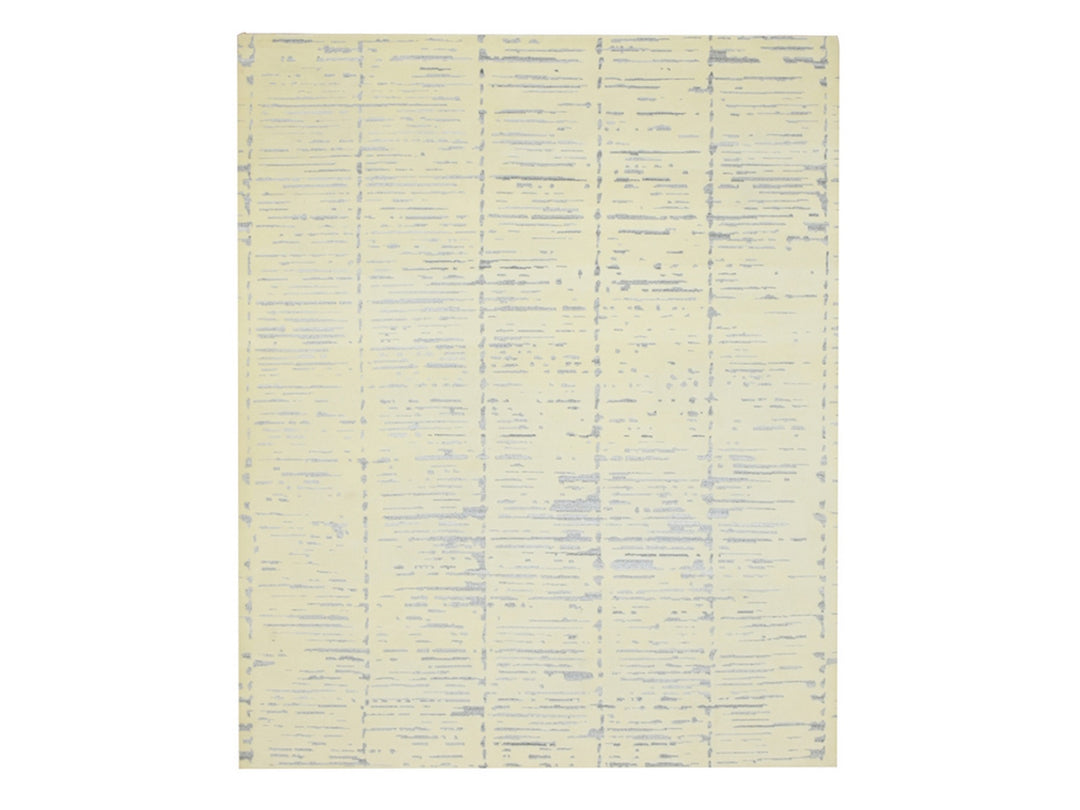 8'0" x 9'9" New Hand Knotted Ivory Wool Rectangle Oriental Rug - MOA10275640