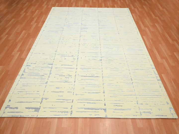 8'0" x 9'9" New Hand Knotted Ivory Wool Rectangle Oriental Rug - MOA10275640