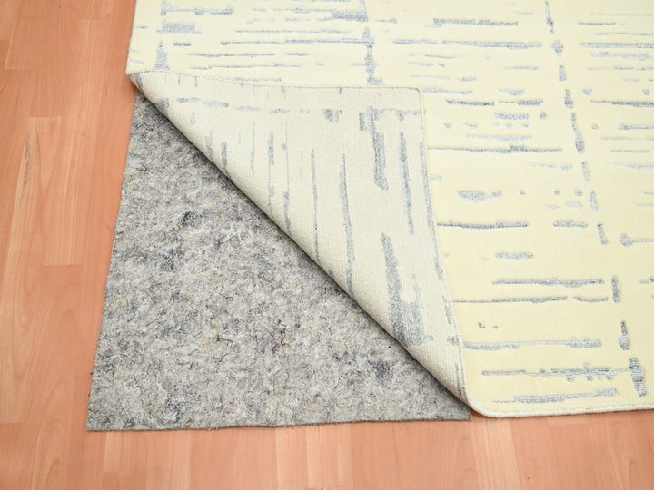 8'0" x 9'9" New Hand Knotted Ivory Wool Rectangle Oriental Rug - MOA10275640