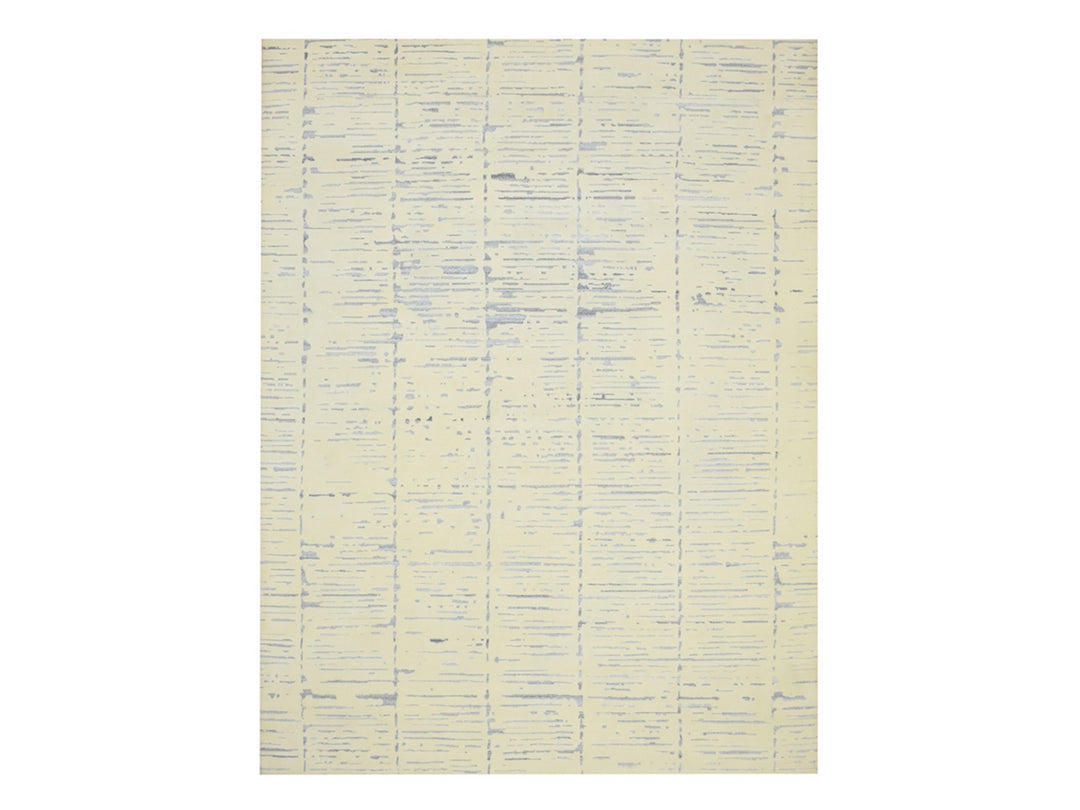 9'0" x 12'0" New Hand Knotted Ivory Wool Rectangle Oriental Rug - MOA10275641