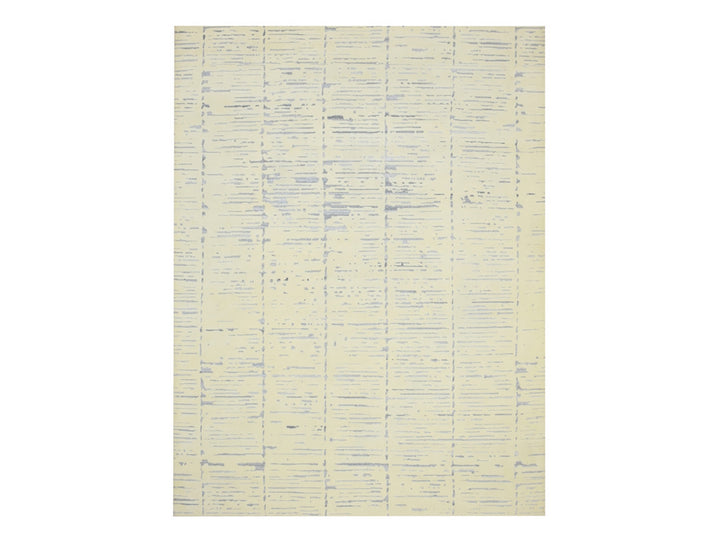 9'0" x 12'0" New Hand Knotted Ivory Wool Rectangle Oriental Rug - MOA10275641