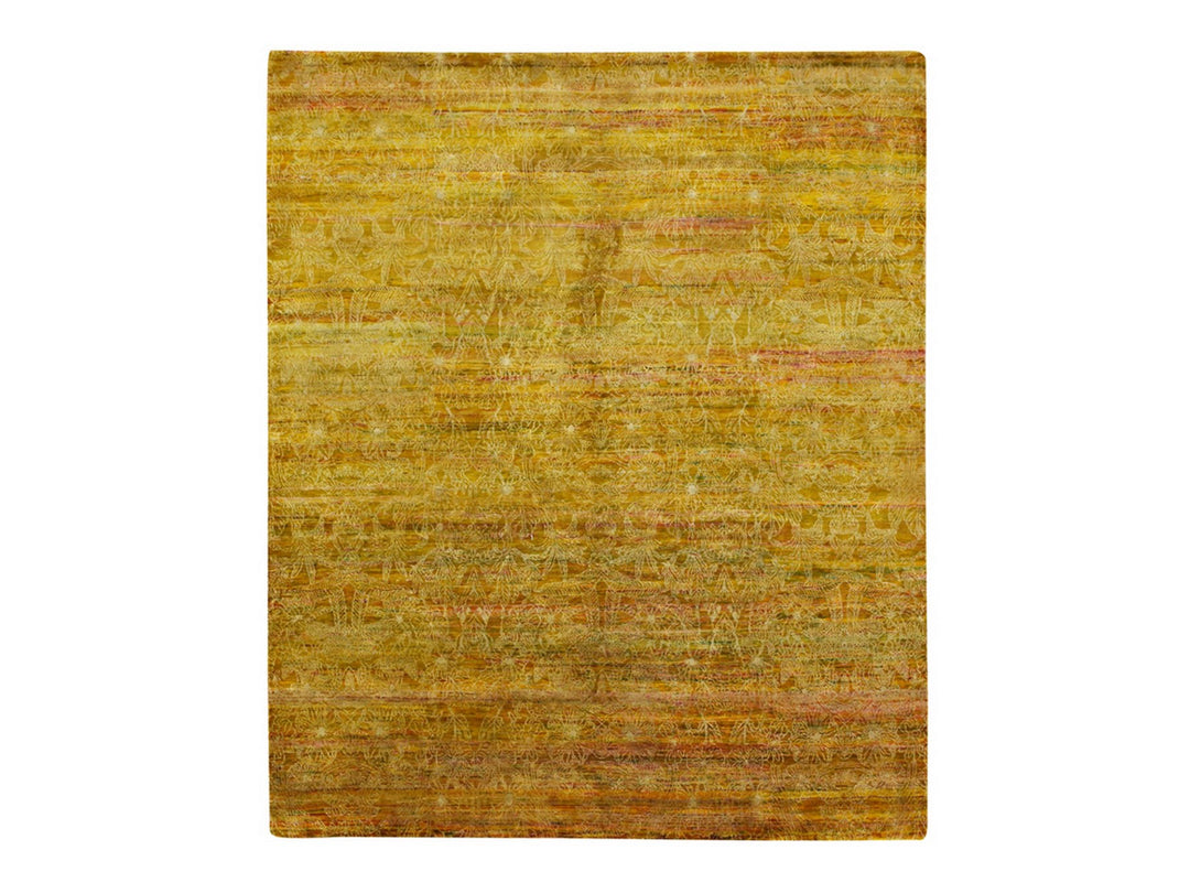 8'0" x 9'3" New Hand Knotted Brown Sari Silk Rectangle Oriental Rug - MOA10275642