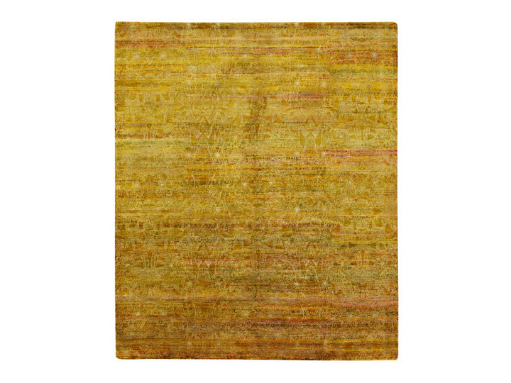 8'0" x 9'3" New Hand Knotted Brown Sari Silk Rectangle Oriental Rug - MOA10275642