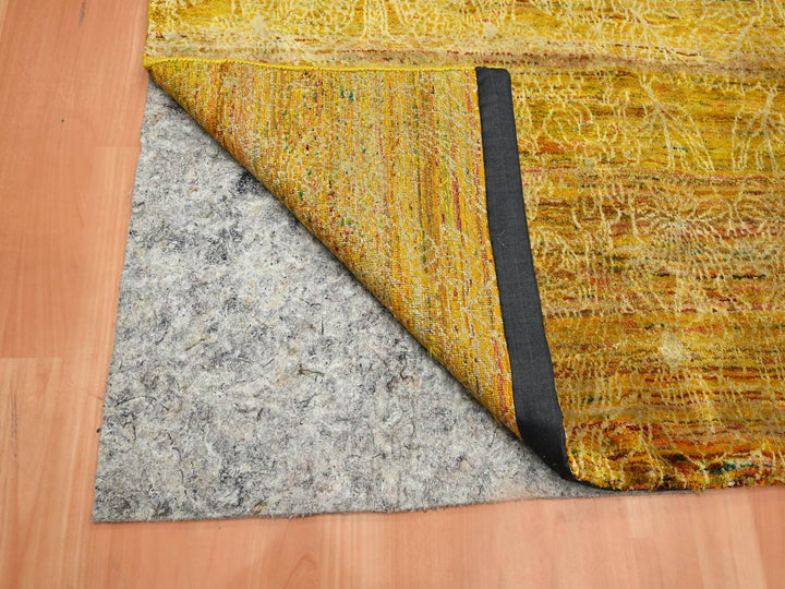 8'0" x 9'3" New Hand Knotted Brown Sari Silk Rectangle Oriental Rug - MOA10275642
