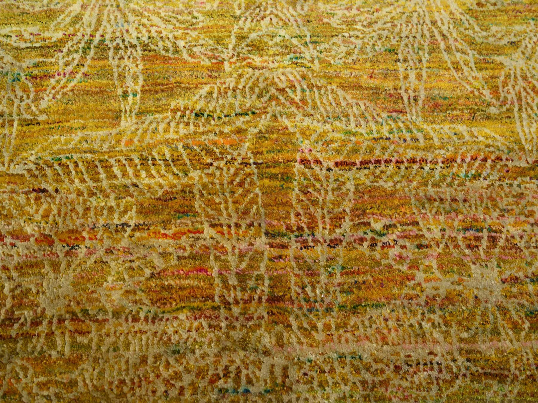 8'0" x 9'3" New Hand Knotted Brown Sari Silk Rectangle Oriental Rug - MOA10275642