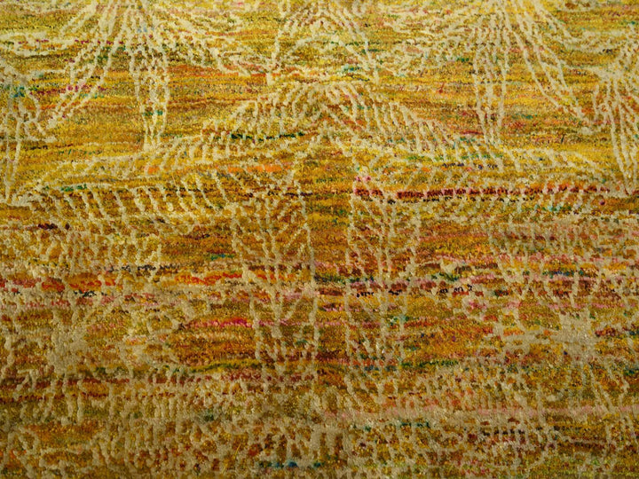 8'0" x 9'3" New Hand Knotted Brown Sari Silk Rectangle Oriental Rug - MOA10275642