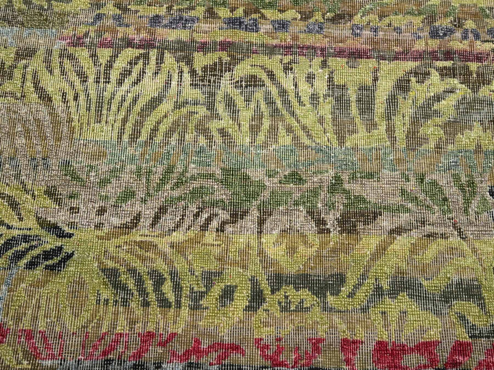 6'1" x 9'1" New Hand Knotted Green Wool & Silk Rectangle Oriental Rug - MOA10275644