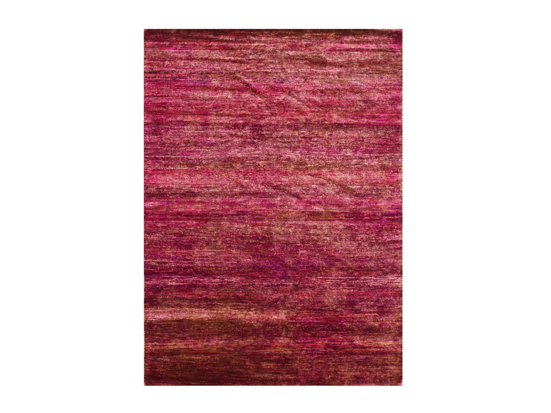 4'11" x 6'10" New Hand Knotted Pink Sari Silk Rectangle Oriental Rug - MOA10275645