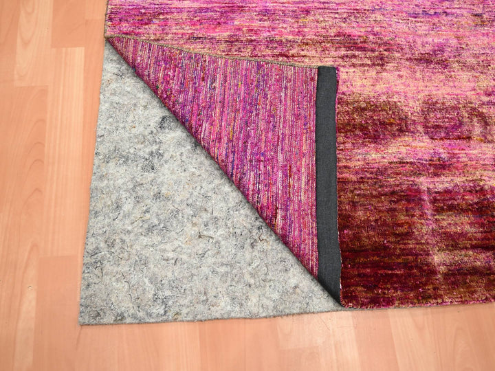 4'11" x 6'10" New Hand Knotted Pink Sari Silk Rectangle Oriental Rug - MOA10275645