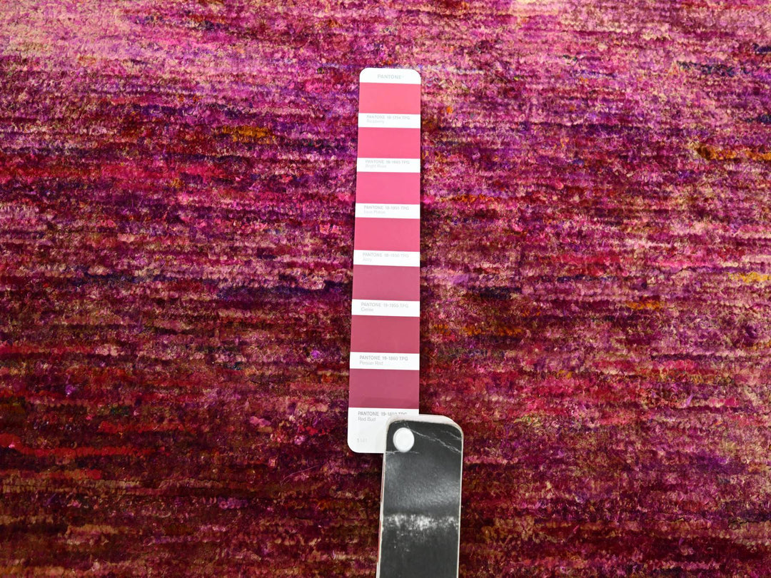4'11" x 6'10" New Hand Knotted Pink Sari Silk Rectangle Oriental Rug - MOA10275645