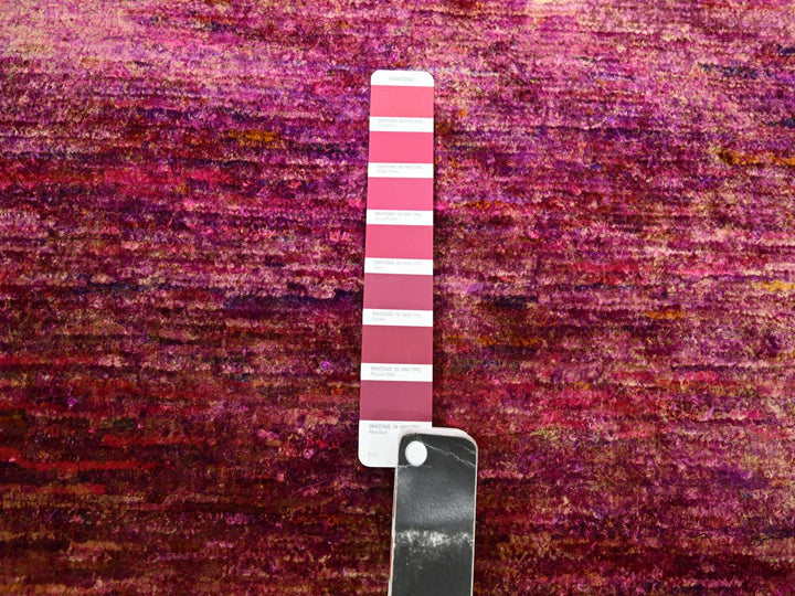 4'11" x 6'10" New Hand Knotted Pink Sari Silk Rectangle Oriental Rug - MOA10275645