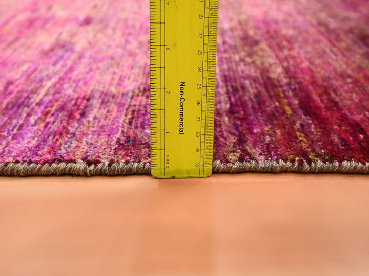 4'11" x 6'10" New Hand Knotted Pink Sari Silk Rectangle Oriental Rug - MOA10275645