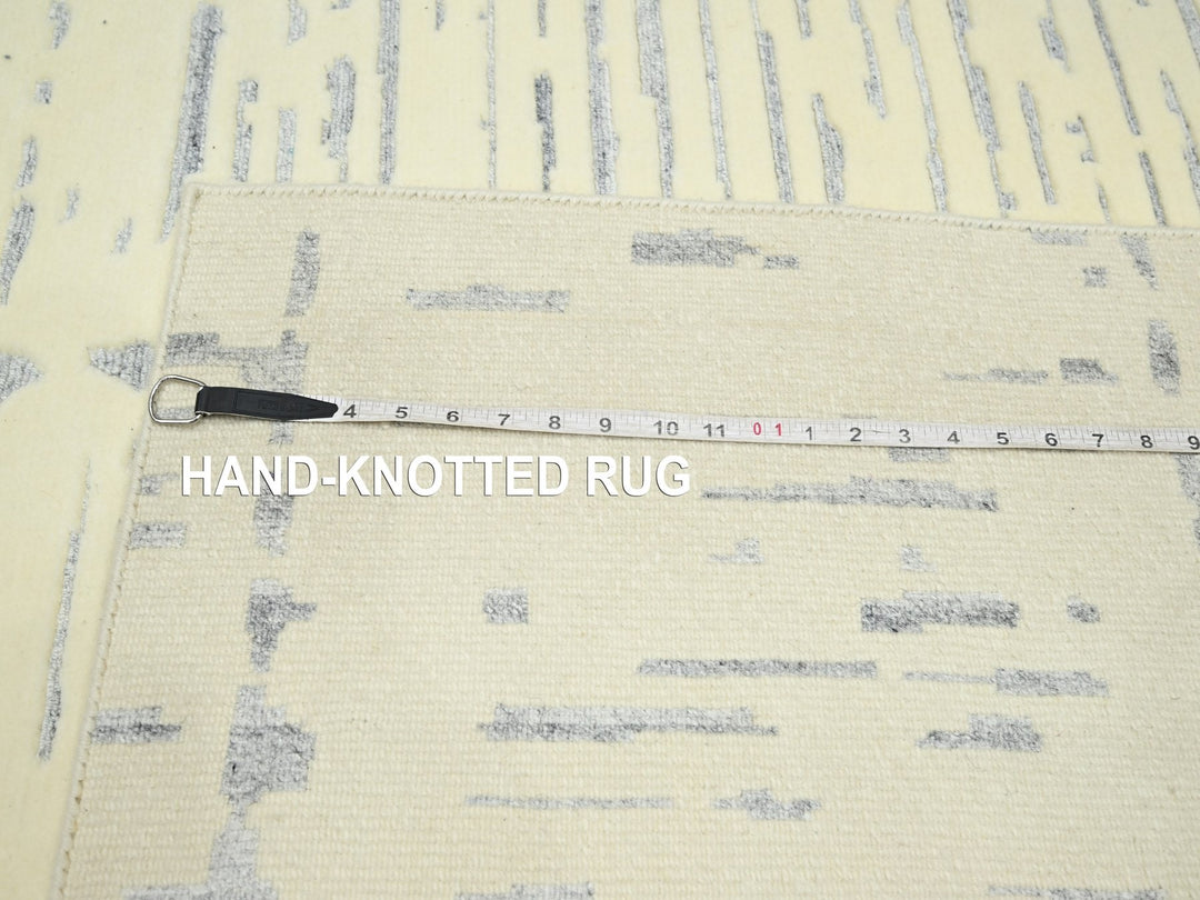 5'0" x 7'0" New Hand Knotted Ivory Wool Rectangle Oriental Rug - MOA10275646