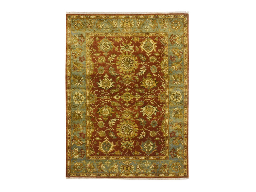 4'8" x 6'4" New Hand Knotted Red Wool Rectangle Oriental Rug - MOA10275650