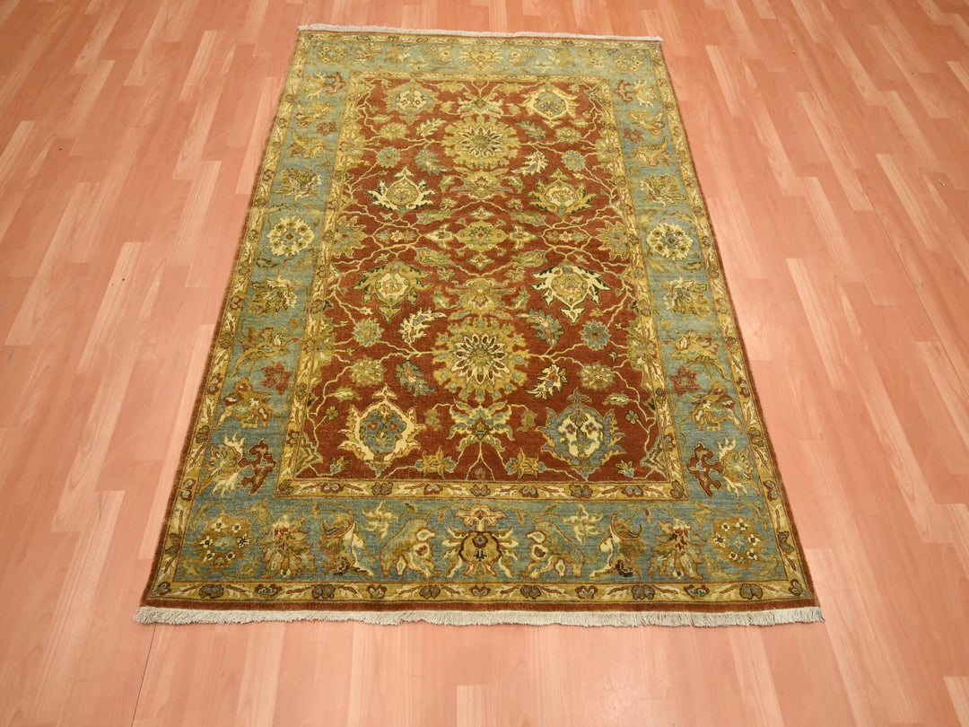 4'8" x 6'4" New Hand Knotted Red Wool Rectangle Oriental Rug - MOA10275650