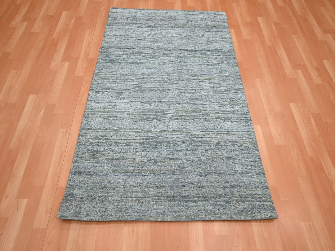3'10" x 6'1" New Hand Knotted Grey Silk Rectangle Oriental Rug - MOA10275654