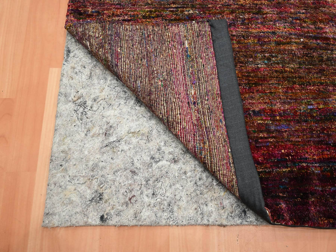 3'11" x 5'8" New Hand Knotted Red Sari Silk Rectangle Oriental Rug - MOA10275656