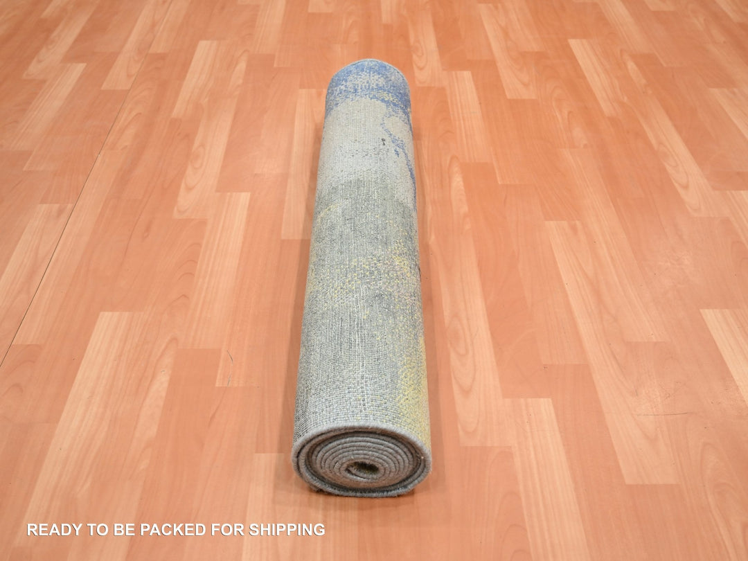 2'11" x 12'0" New Hand Knotted Grey Silk Runner Oriental Rug - MOA10275657
