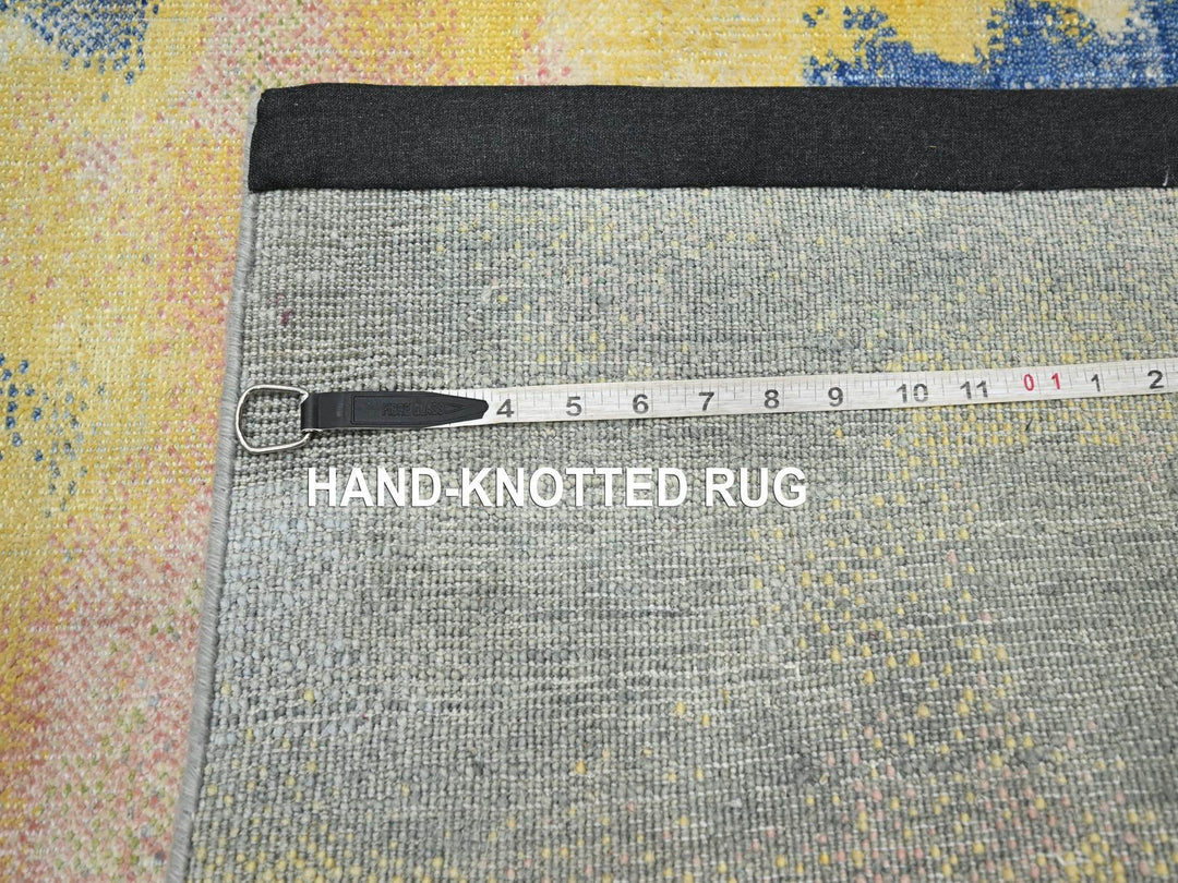 2'11" x 12'0" New Hand Knotted Grey Silk Runner Oriental Rug - MOA10275657