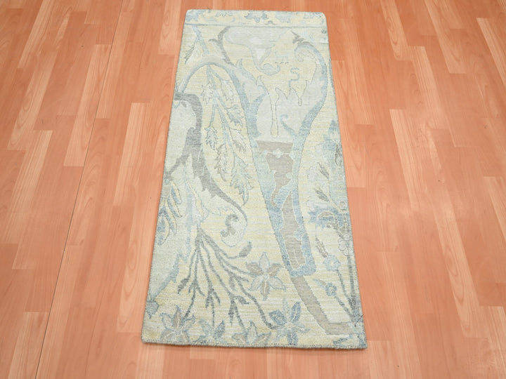 2'0" x 4'3" New Hand Knotted Ivory Wool & Silk Rectangle Oriental Rug - MOA10275658