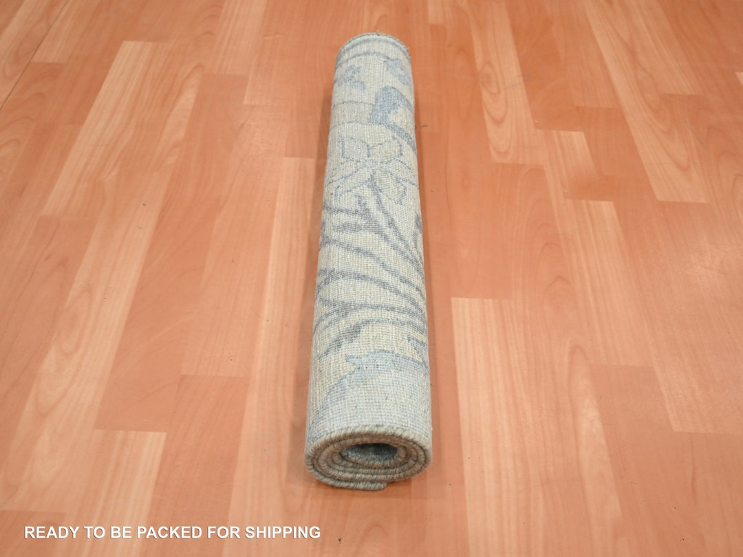 2'0" x 4'3" New Hand Knotted Ivory Wool & Silk Rectangle Oriental Rug - MOA10275658