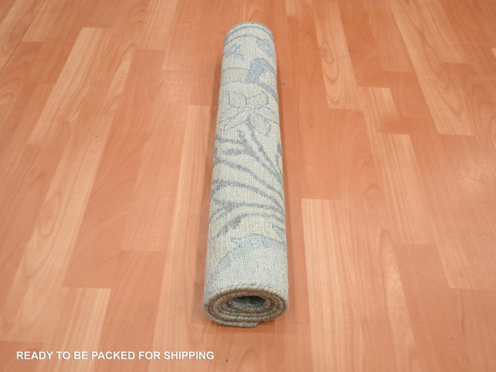 2'0" x 4'3" New Hand Knotted Ivory Wool & Silk Rectangle Oriental Rug - MOA10275658
