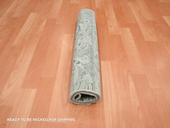 2'0" x 3'2" New Hand Knotted Grey Wool & Silk Rectangle Oriental Rug - MOA10275659