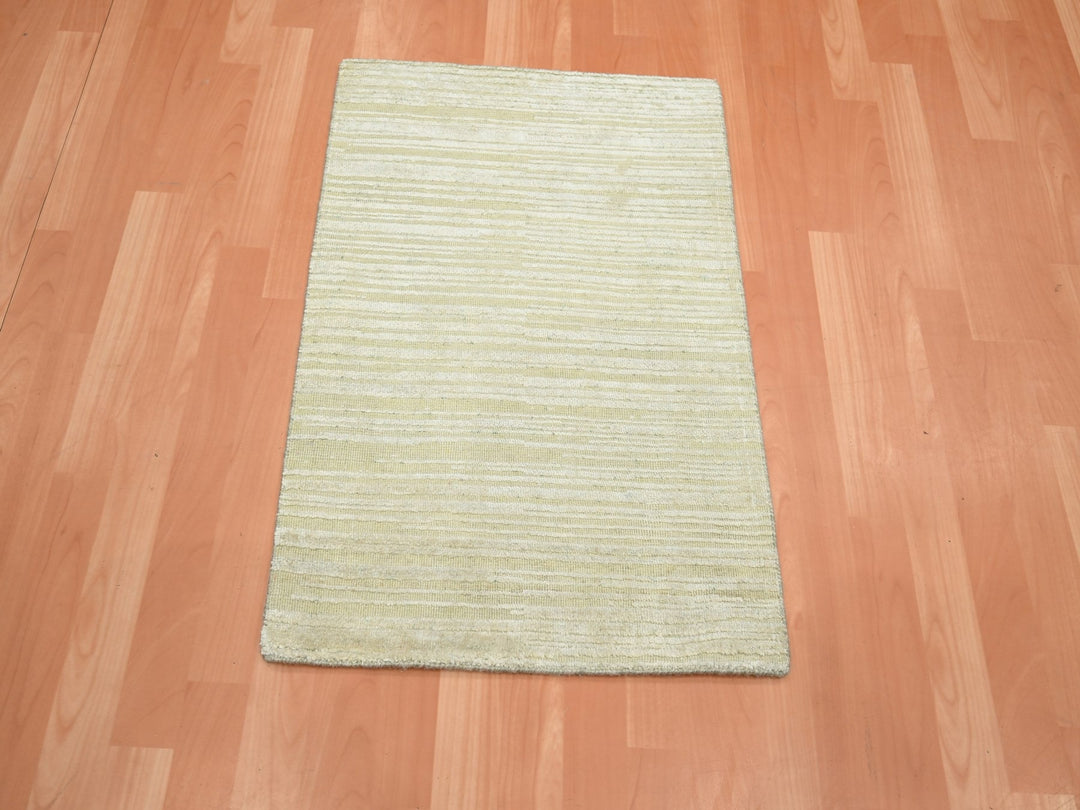 2'0" x 3'0" New Hand Knotted Ivory Wool & Silk Rectangle Oriental Rug - MOA10275660