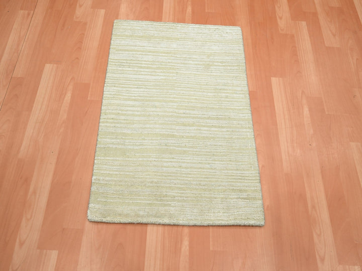 2'0" x 3'0" New Hand Knotted Ivory Wool & Silk Rectangle Oriental Rug - MOA10275660