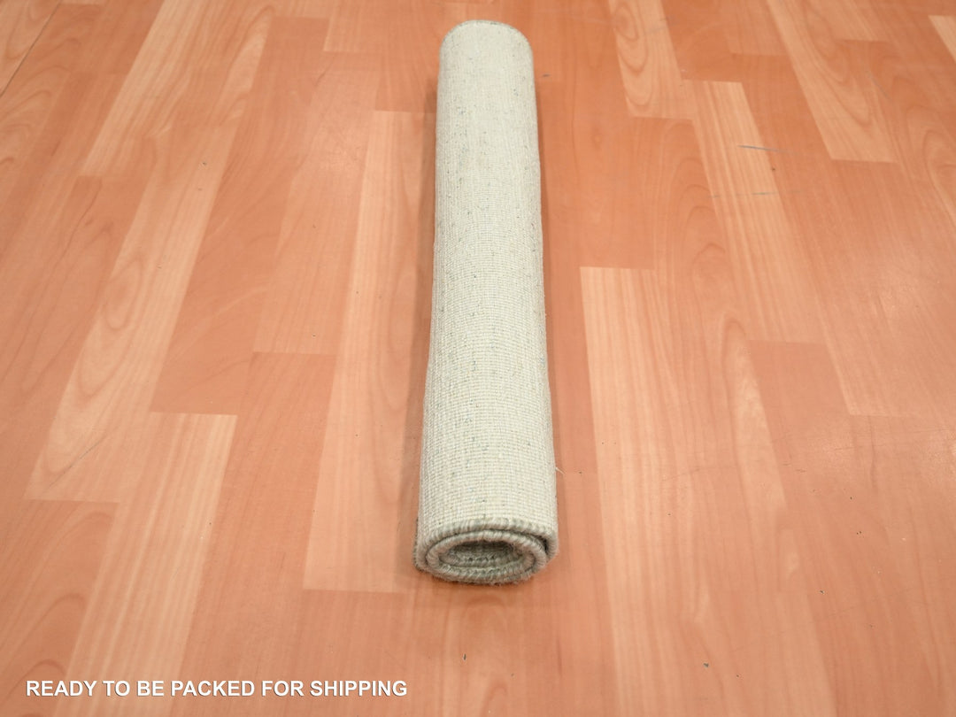 2'0" x 3'0" New Hand Knotted Ivory Wool & Silk Rectangle Oriental Rug - MOA10275660