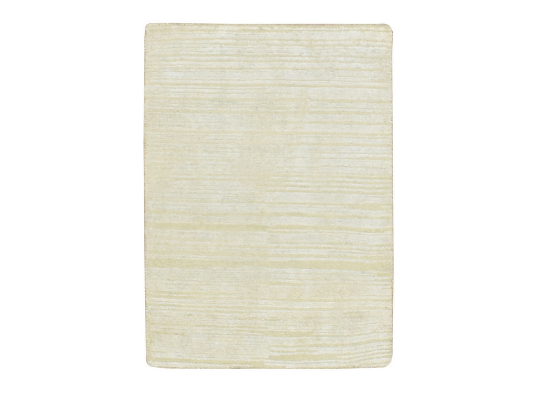 2'0" x 3'0" New Hand Knotted Ivory Wool & Silk Rectangle Oriental Rug - MOA10275661