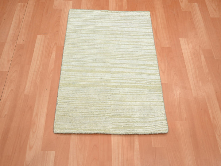 2'0" x 3'0" New Hand Knotted Ivory Wool & Silk Rectangle Oriental Rug - MOA10275661