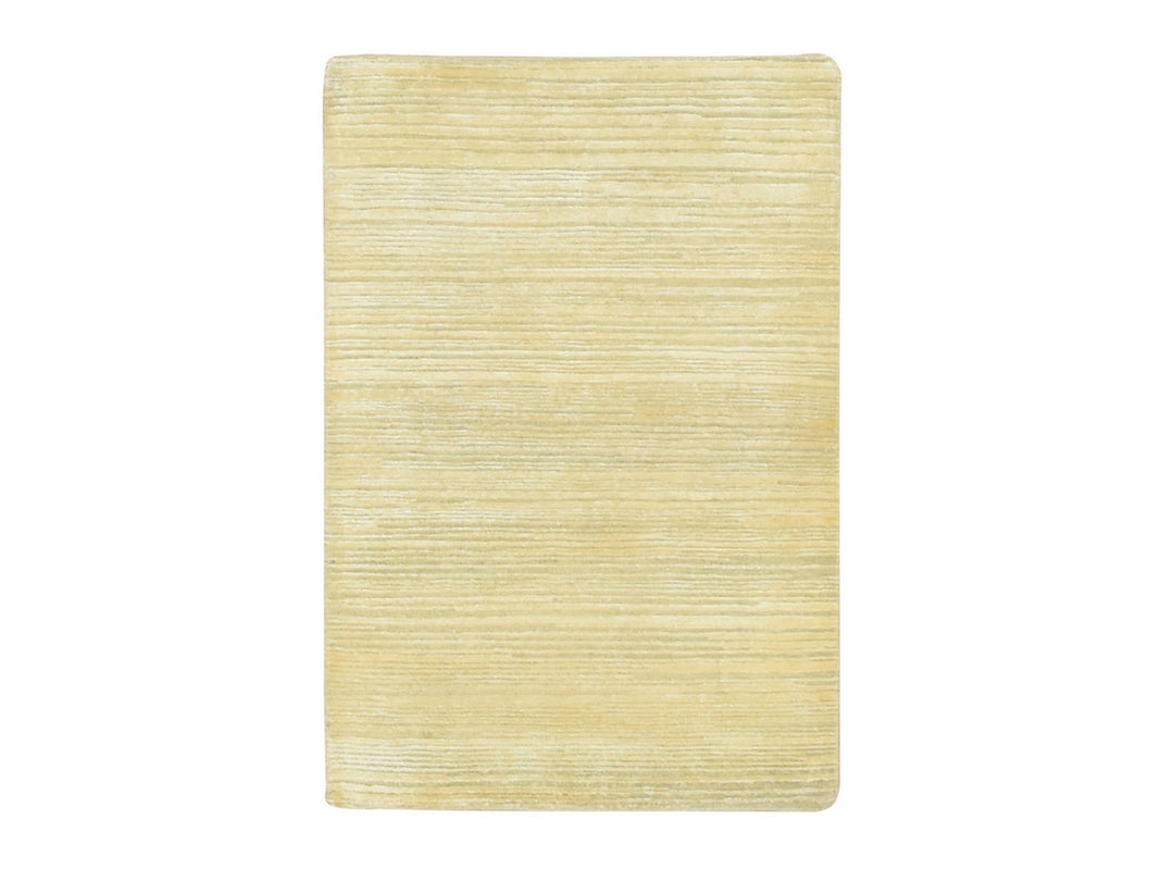 2'0" x 3'0" New Hand Knotted Beige Wool & Silk Rectangle Oriental Rug - MOA10275662