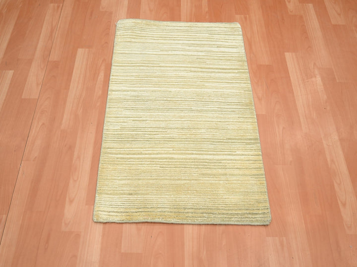 2'0" x 3'0" New Hand Knotted Beige Wool & Silk Rectangle Oriental Rug - MOA10275662