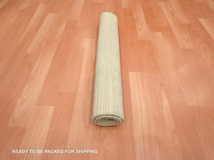 2'0" x 3'0" New Hand Knotted Beige Wool & Silk Rectangle Oriental Rug - MOA10275662