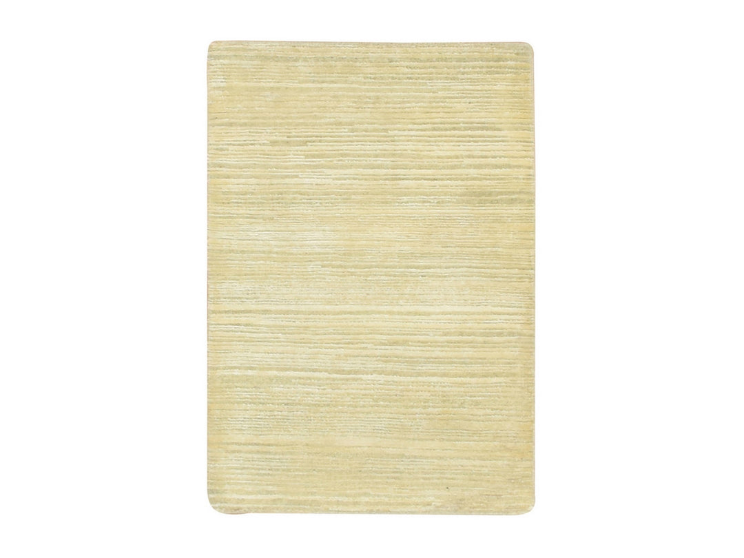 2'0" x 3'0" New Hand Knotted Beige Wool & Silk Rectangle Oriental Rug - MOA10275663