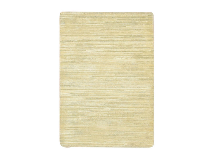 2'0" x 3'0" New Hand Knotted Beige Wool & Silk Rectangle Oriental Rug - MOA10275663