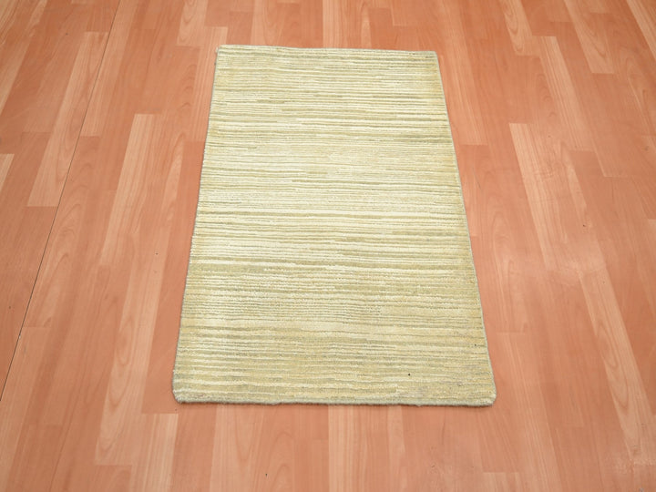 2'0" x 3'0" New Hand Knotted Beige Wool & Silk Rectangle Oriental Rug - MOA10275663