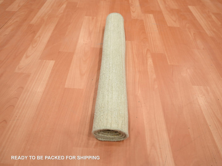 2'0" x 3'0" New Hand Knotted Beige Wool & Silk Rectangle Oriental Rug - MOA10275663