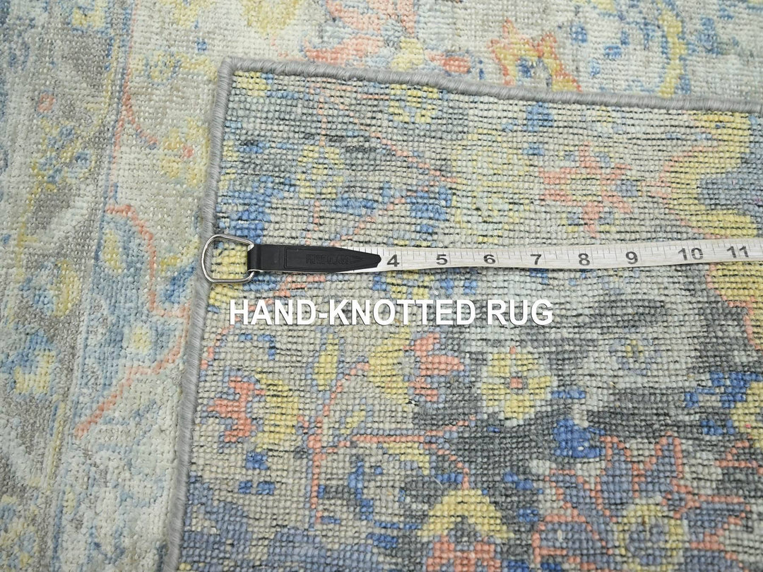 2'1" x 2'10" New Hand Knotted Grey Wool & Pure Silk Rectangle Oriental Rug - MOA10275664