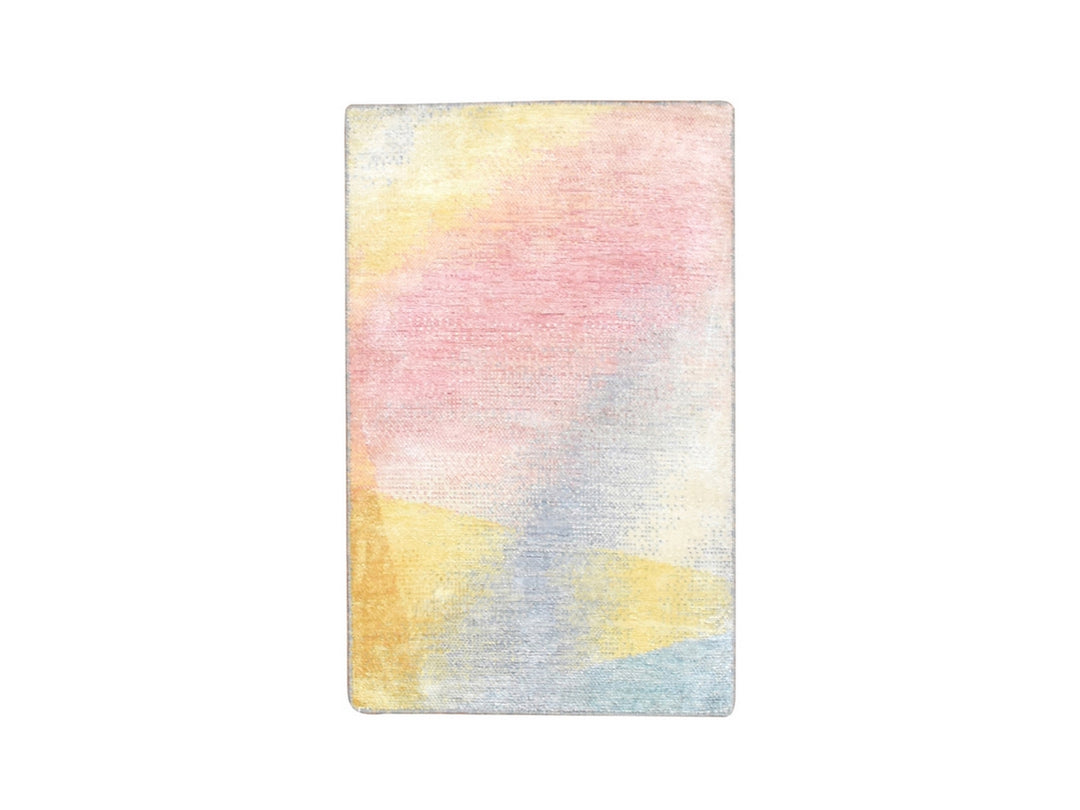 1'11" x 3'1" New Hand Knotted Pink Wool & Silk Rectangle Oriental Rug - MOA10275665