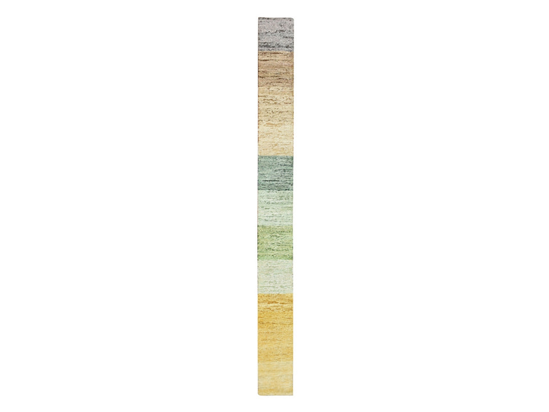 1'0" x 11'2" New Hand Knotted Brown Wool & Silk Runner Oriental Rug - MOA10275668