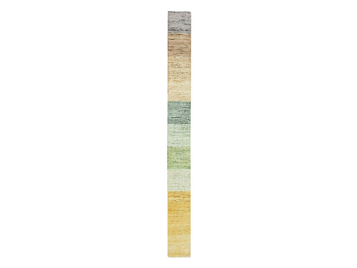 1'0" x 11'2" New Hand Knotted Brown Wool & Silk Runner Oriental Rug - MOA10275668