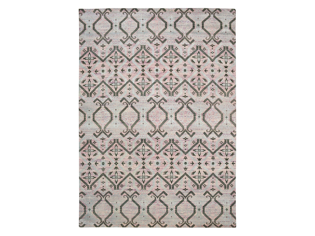 10'0" x 14'2" New Hand Knotted Purple Wool & Silk Rectangle Oriental Rug - MOA10275676