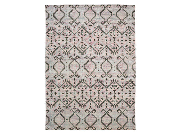 10'0" x 14'2" New Hand Knotted Purple Wool & Silk Rectangle Oriental Rug - MOA10275676