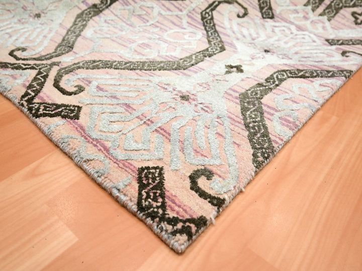 10'0" x 14'2" New Hand Knotted Purple Wool & Silk Rectangle Oriental Rug - MOA10275676