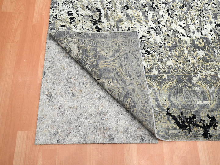 8'11" x 12'2" New Hand Knotted Black Wool & Silk Rectangle Oriental Rug - MOA10275680