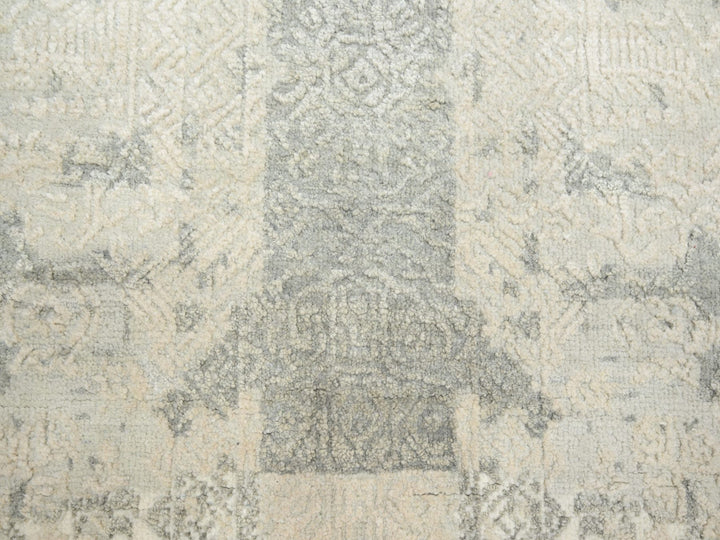 8'1" x 10'1" New Hand Knotted Ivory Wool & Silk Rectangle Oriental Rug - MOA10275683