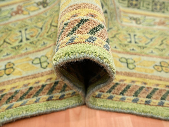 9'0" x 12'1" New Hand Knotted Green Wool Rectangle Oriental Rug - MOA10275684